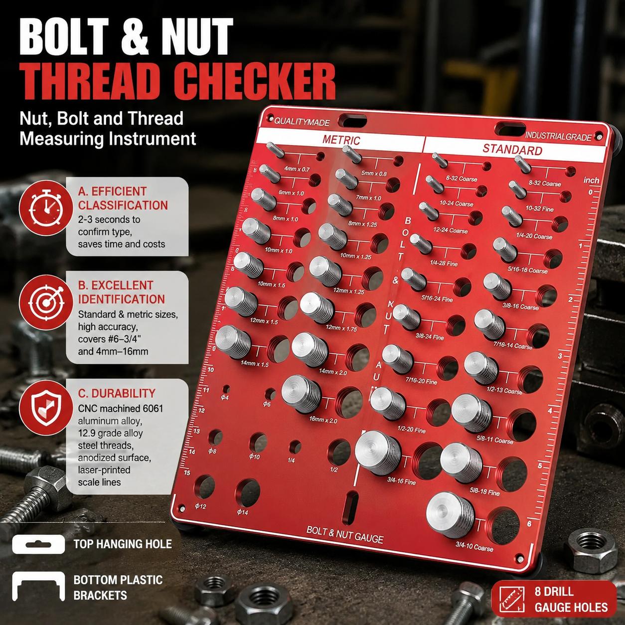 Nut and Bolt Thread Gauge Set  - огляд і ціна Home Improvement Warehouse